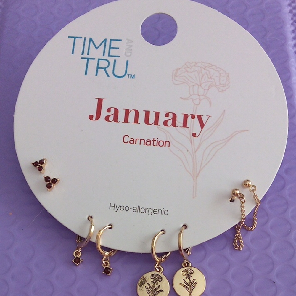 Time and Tru Birthstone Earrings Set